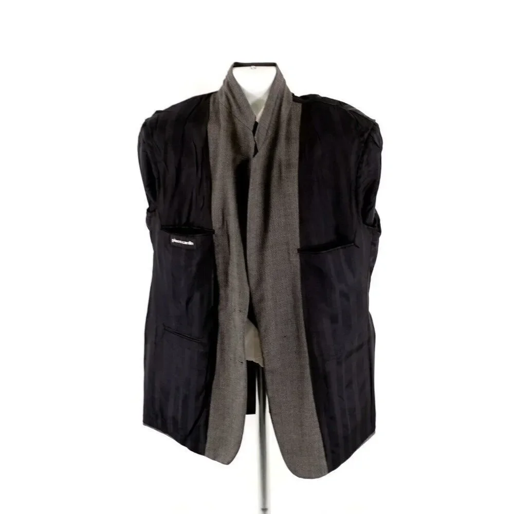 Pierre Cardin Textured Tweed Wool Gray Check 2 Button‎ Blazer 44L